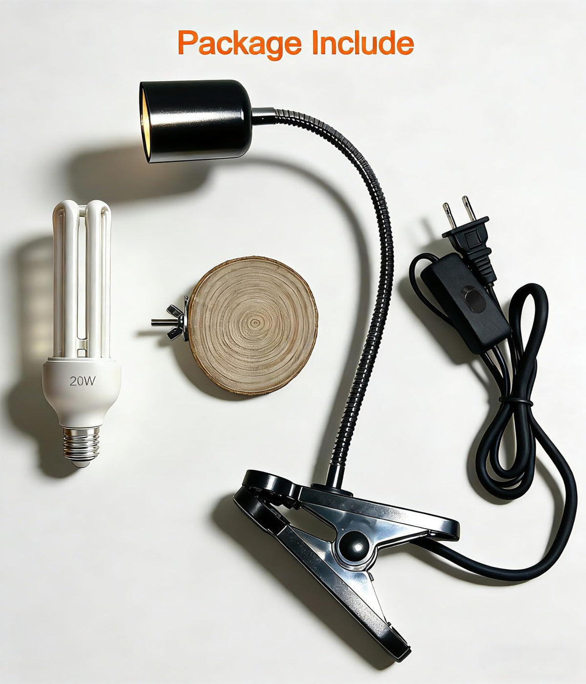 Bird Cage Light Fixture Combo Kit with 2.4 UVB UVA 20W Compact Fluorescent Bulb Q727