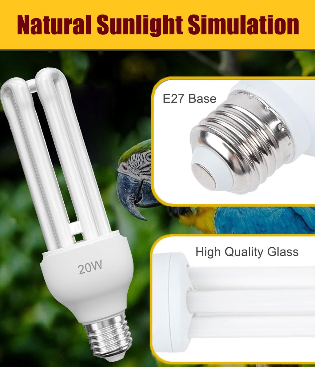 Bird Cage Light Fixture Combo Kit with 2.4 UVB UVA 20W Compact Fluorescent Bulb Q727