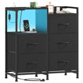 Wide 5 Drawer Nightstand with Charging Station & LED Light R924991