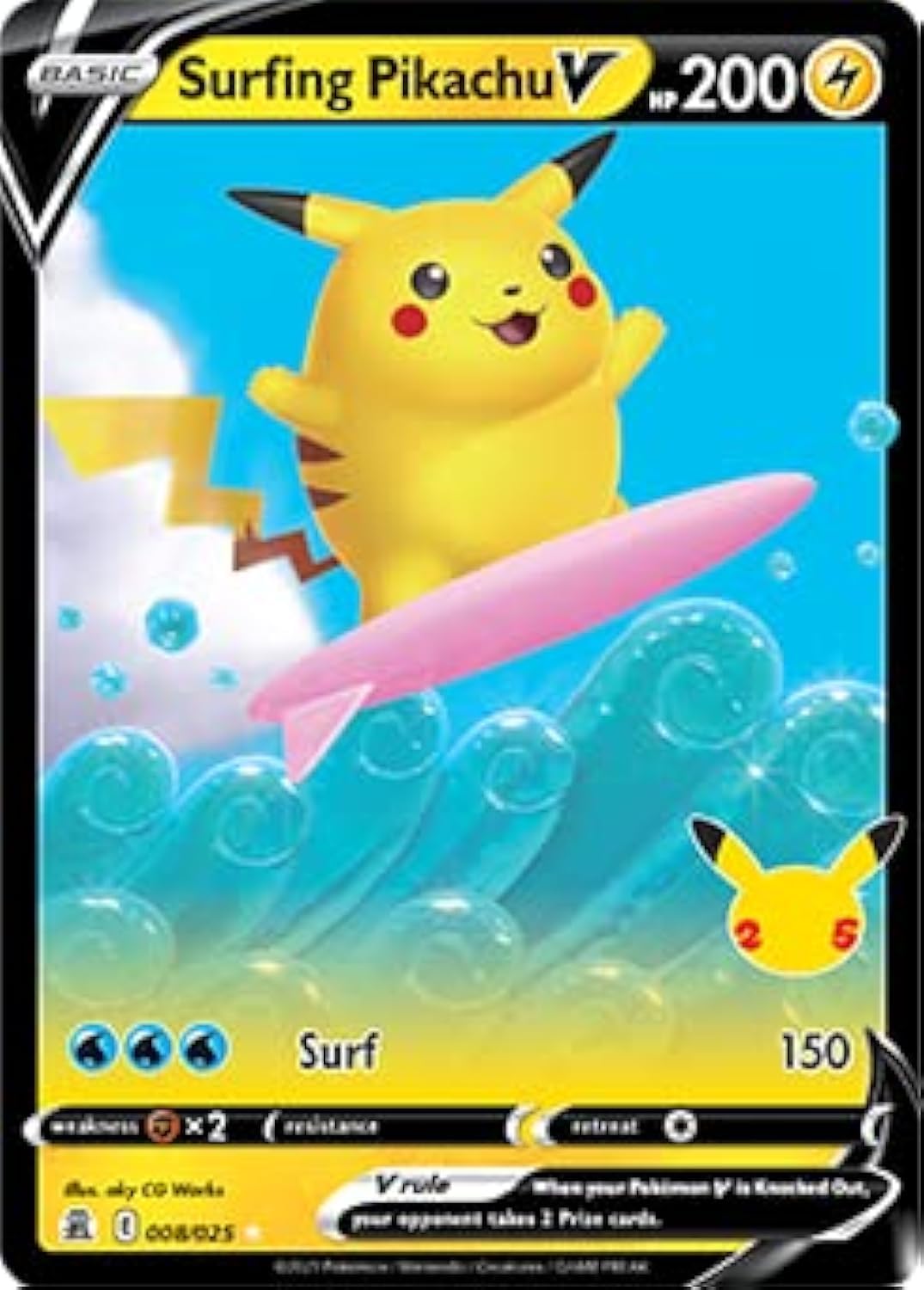Surfing Pikachu V Full Art Rare Holo Card D649