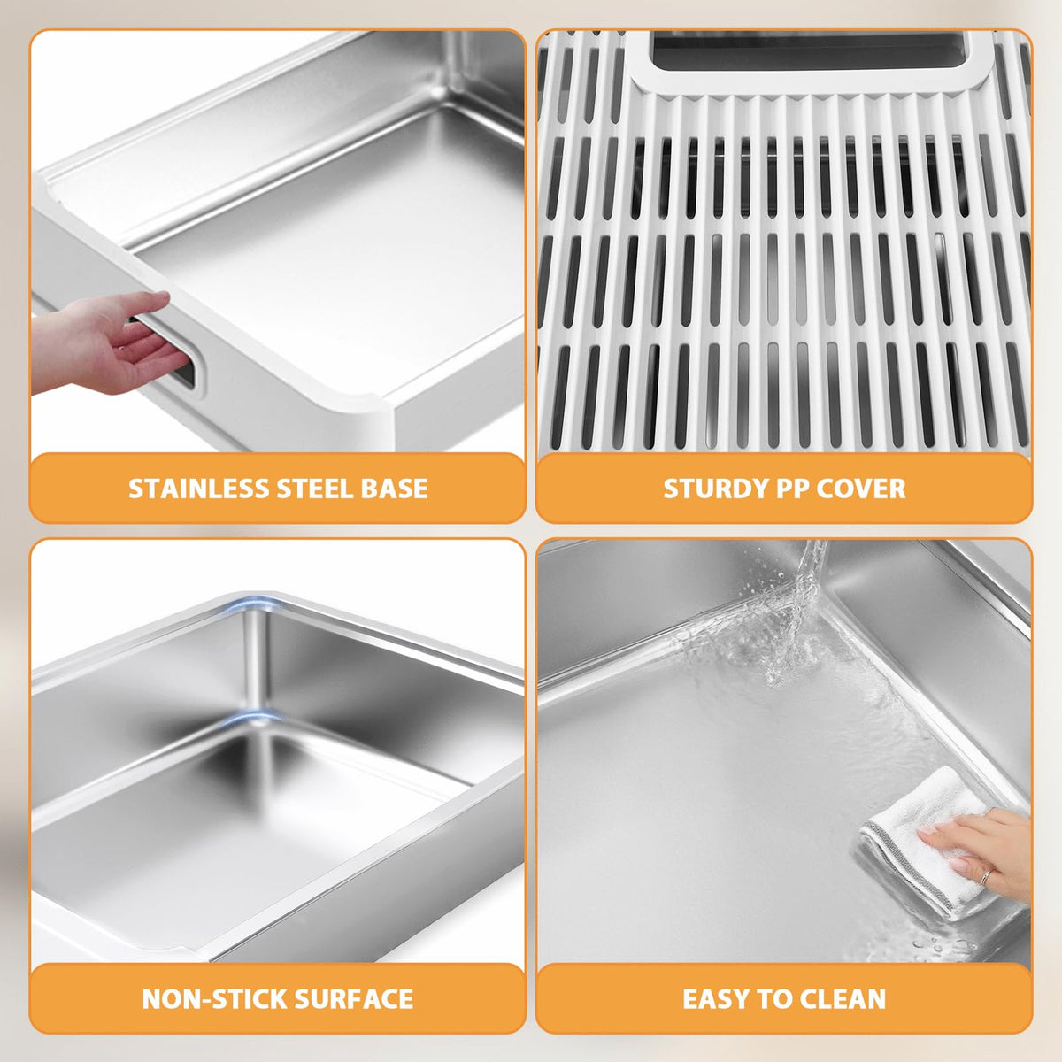 XL Stainless Steel Cat Litter Box with Drawer Q157003