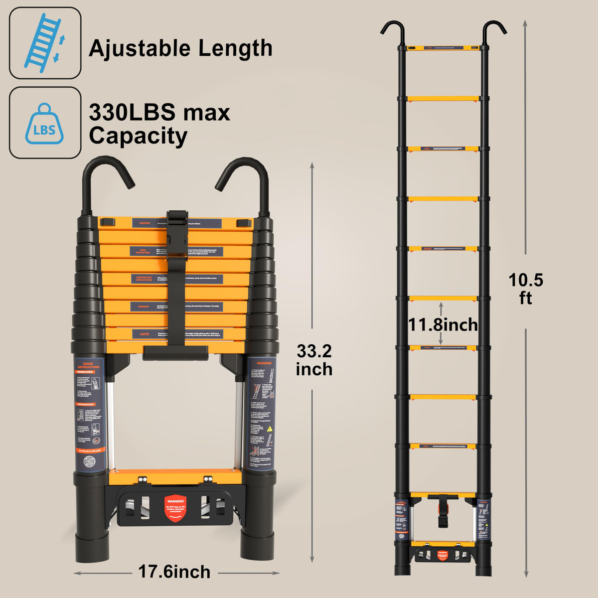 10.5FT Aluminum Telescoping Ladder X34303