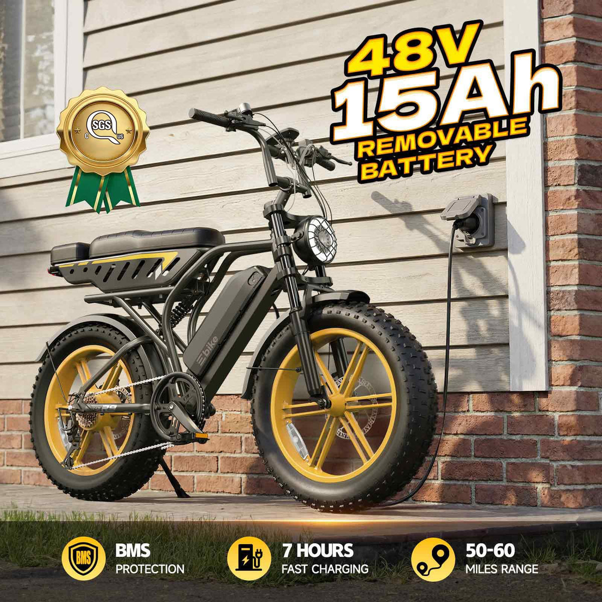 Electric Bike 48V 15Ah Battery 1500W Peak Motor 20 * 4.0 Fat Tire Z986