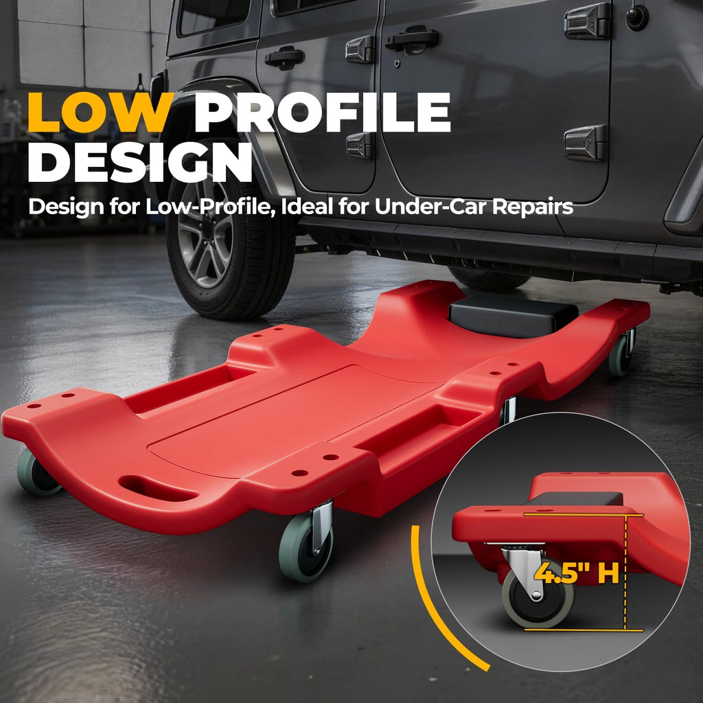 40 in Low-Profile Rolling Mechanic Creeper, Red G657186