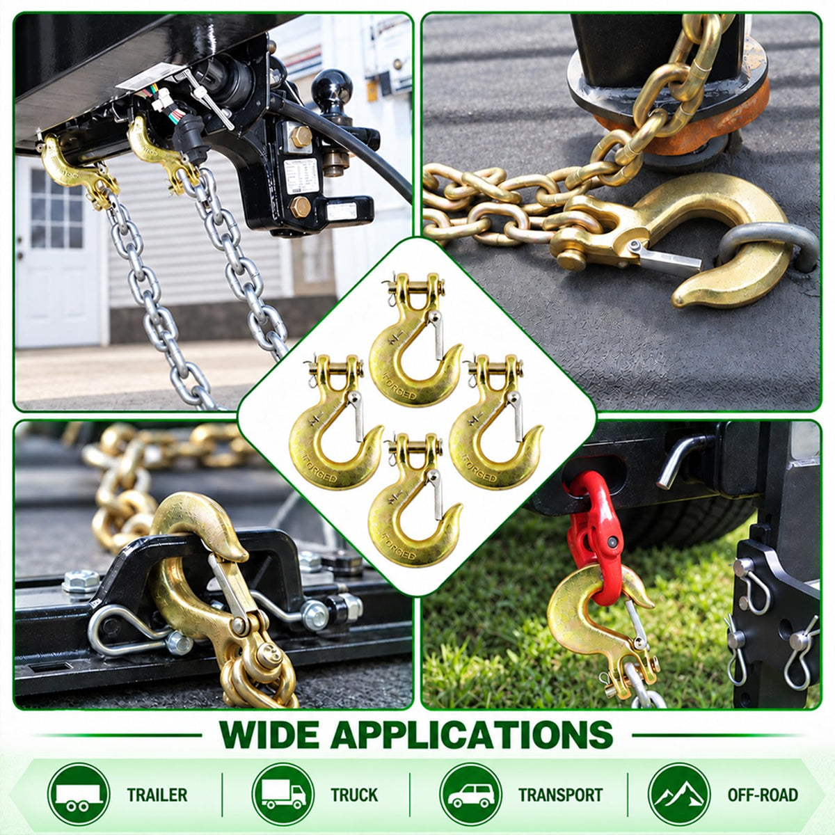 3/8" Chain Hooks, 2-Pack Heavy-Duty Clevis Slip Hook F144