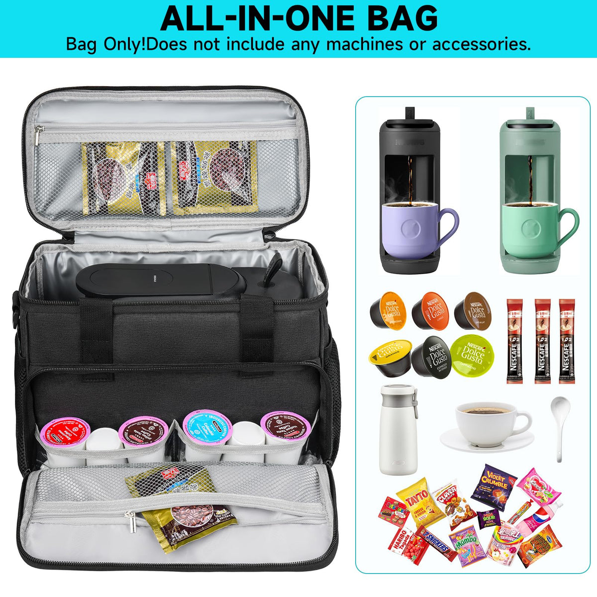 Black Coffee Maker Travel Bag with Multiple Pockets Y4183