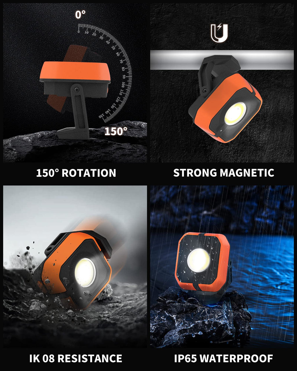 Rechargeable 4 Modes 1200LM Magnetic Work Light H112870