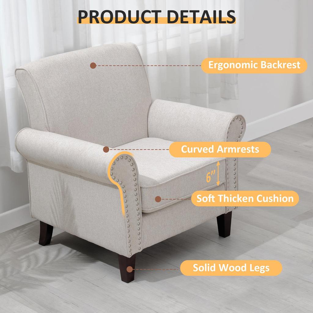 Beige Mid-Century Modern Accent Chairs Set of 2 X17377