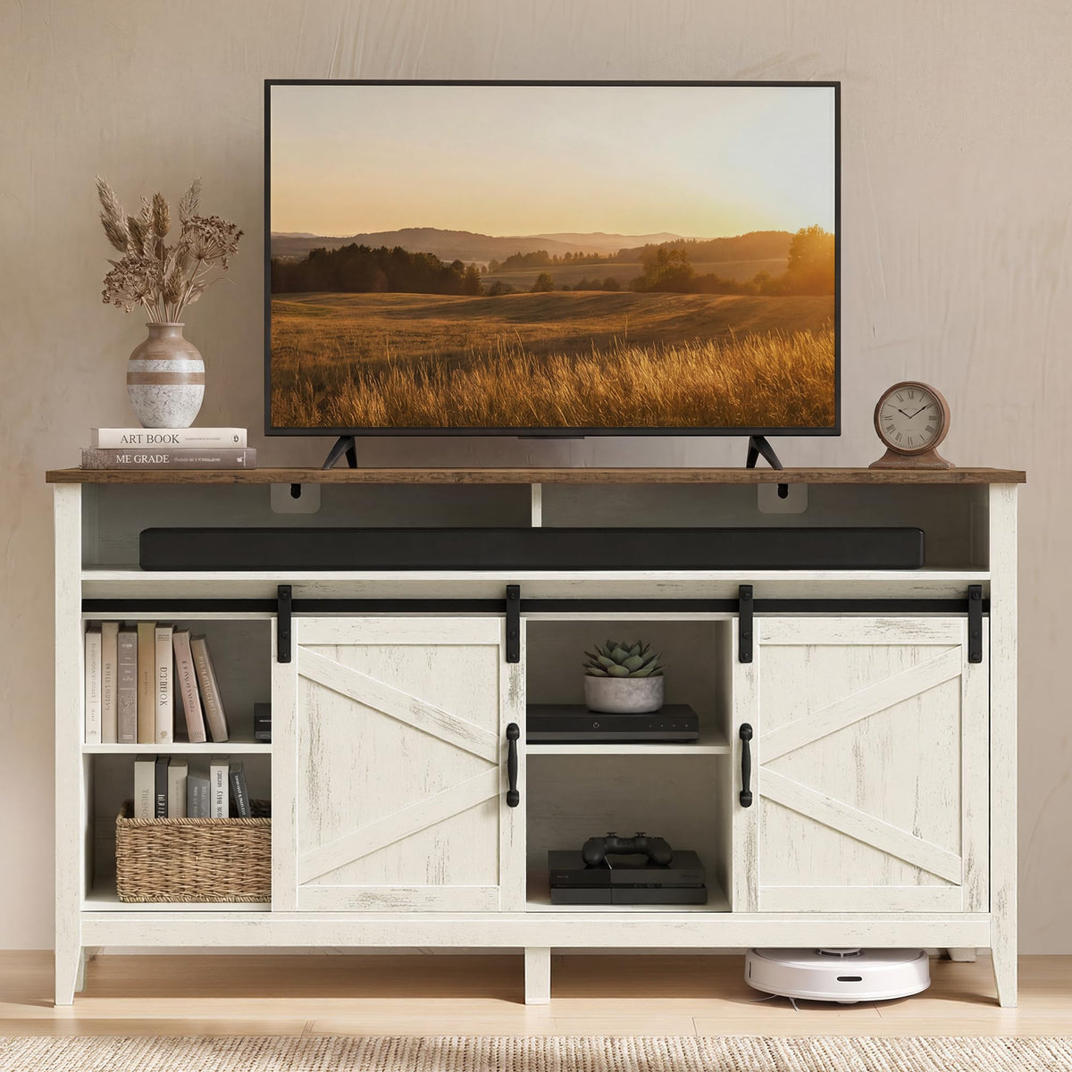 Tall Farmhouse TV Stand with Door C382