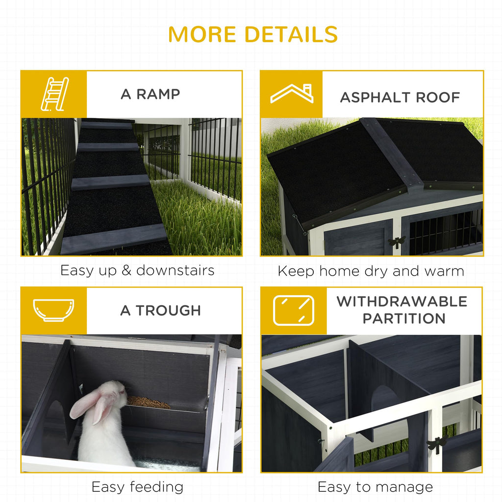 2 Levels Outdoor Rabbit Hutch Dark Gray J747313