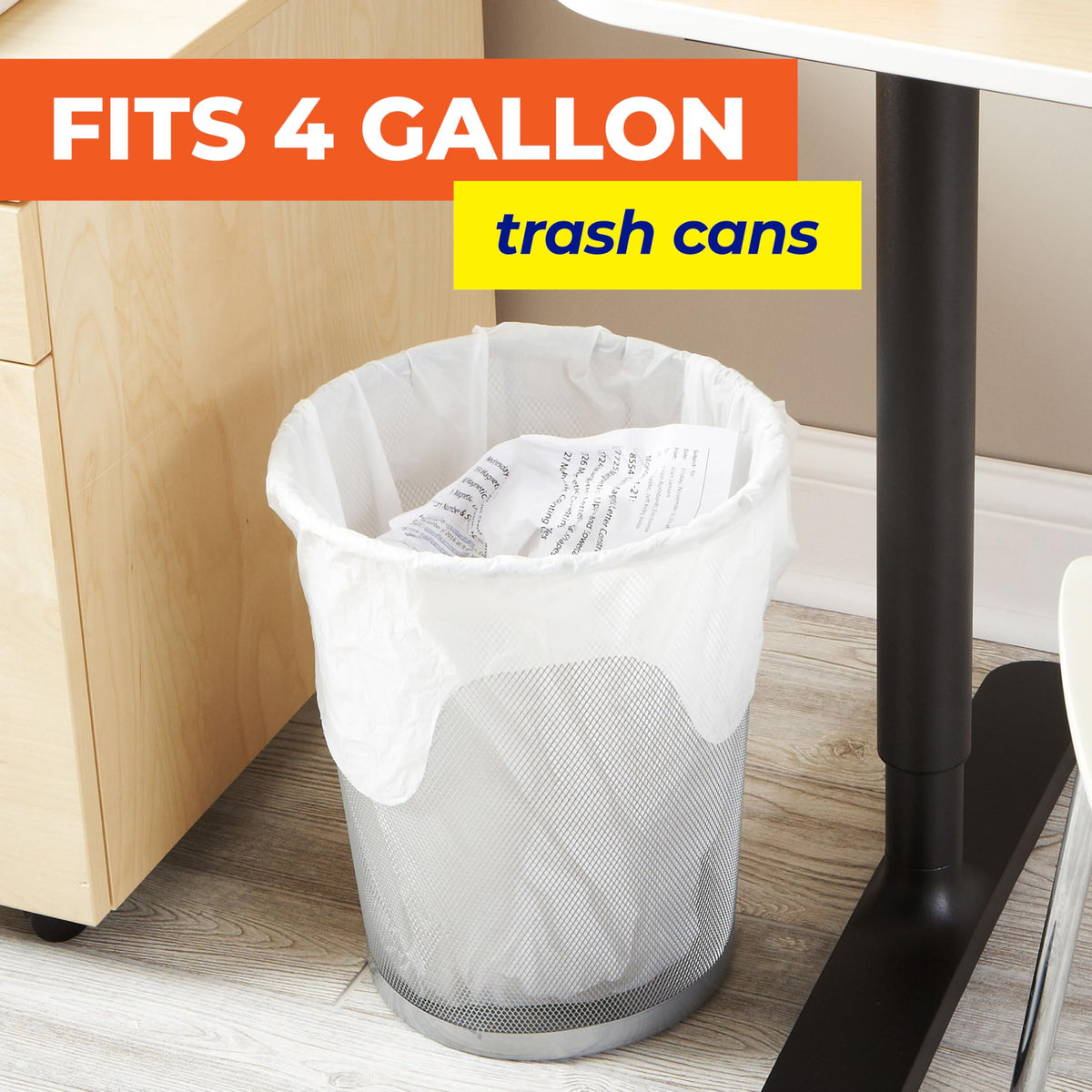 4 Gallon Trash Bags, White, Fresh Linen Scent, 80ct M718370