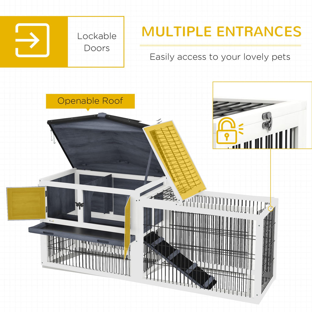2 Levels Outdoor Rabbit Hutch Dark Gray J747313