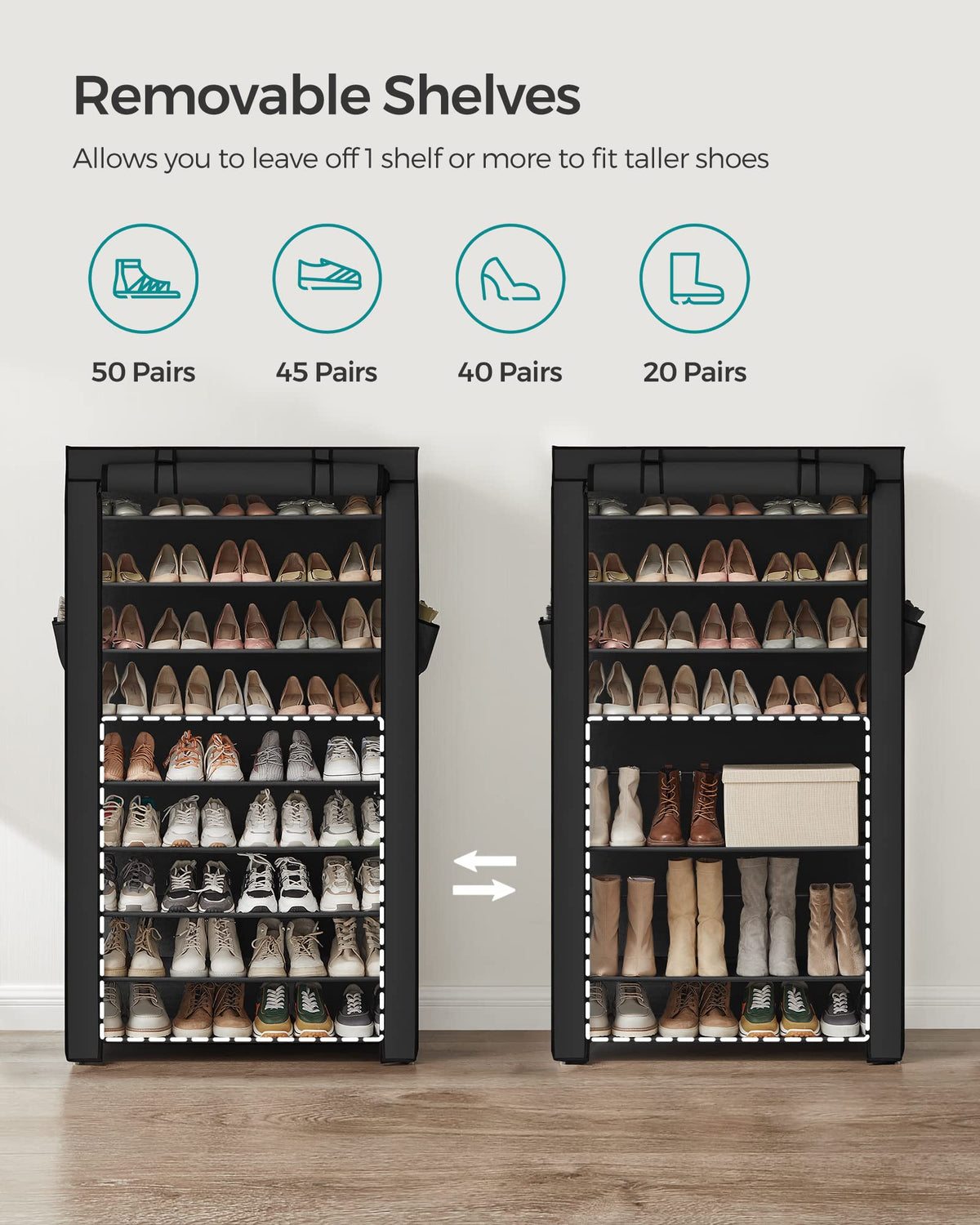 10-Tier Shoe Rack with Cover H117