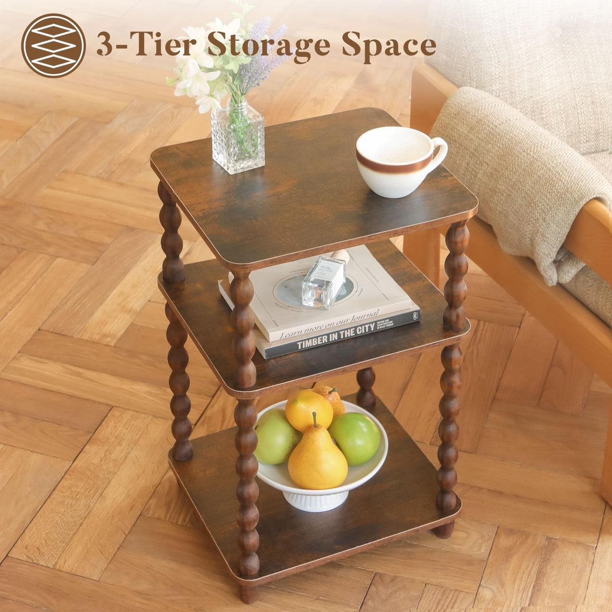 Small 3-Tier Side Table with Shelf S611246