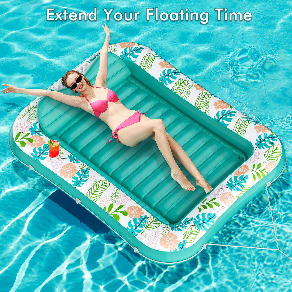 Inflatable Tanning Pool Lounger 75" x 51" Green O654072