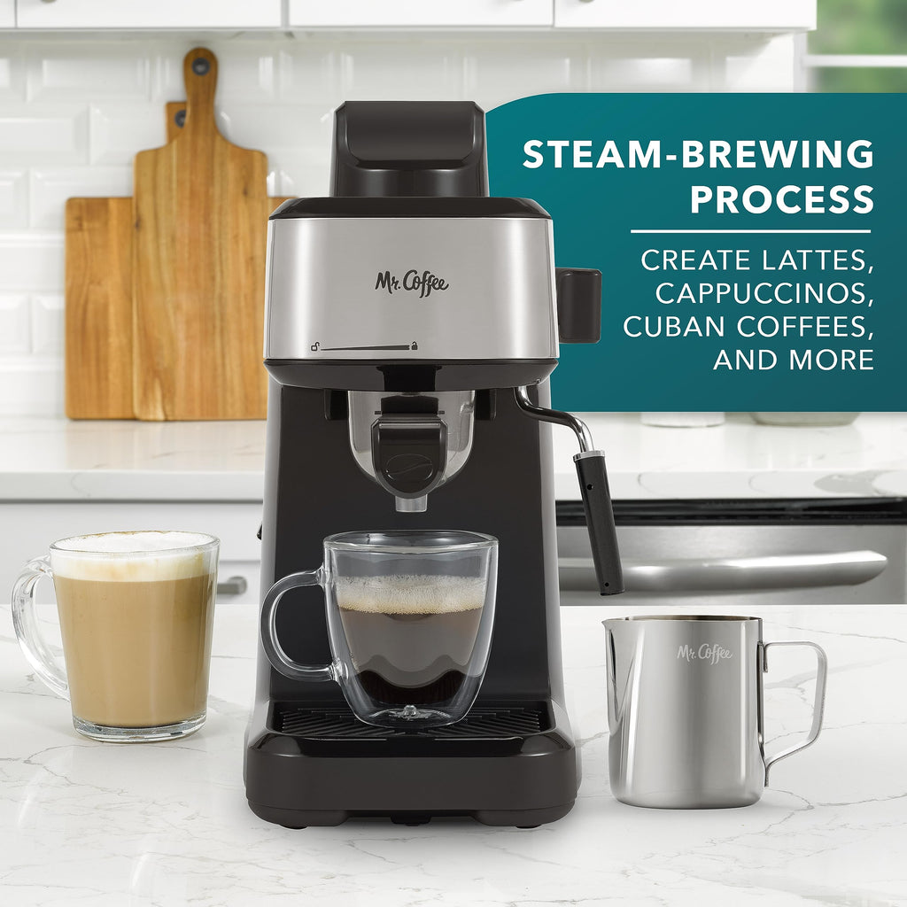 4-Shot Steam Espresso Cappuccino and Latte Maker with Stainless Steel Frothing Pitcher N26993
