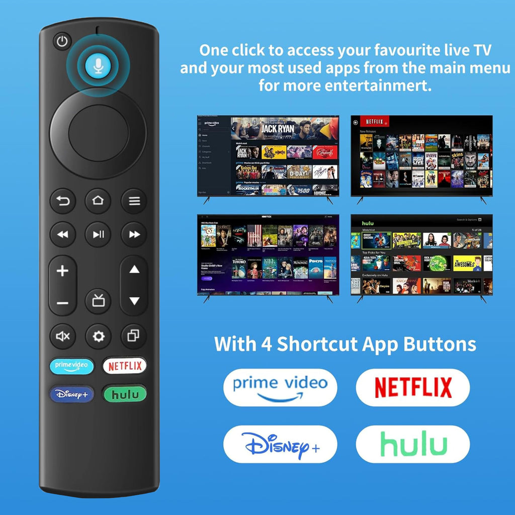 Voice Remote Control for Fire Stick and Cube Smart TVs with 4 App Shortcuts D452972
