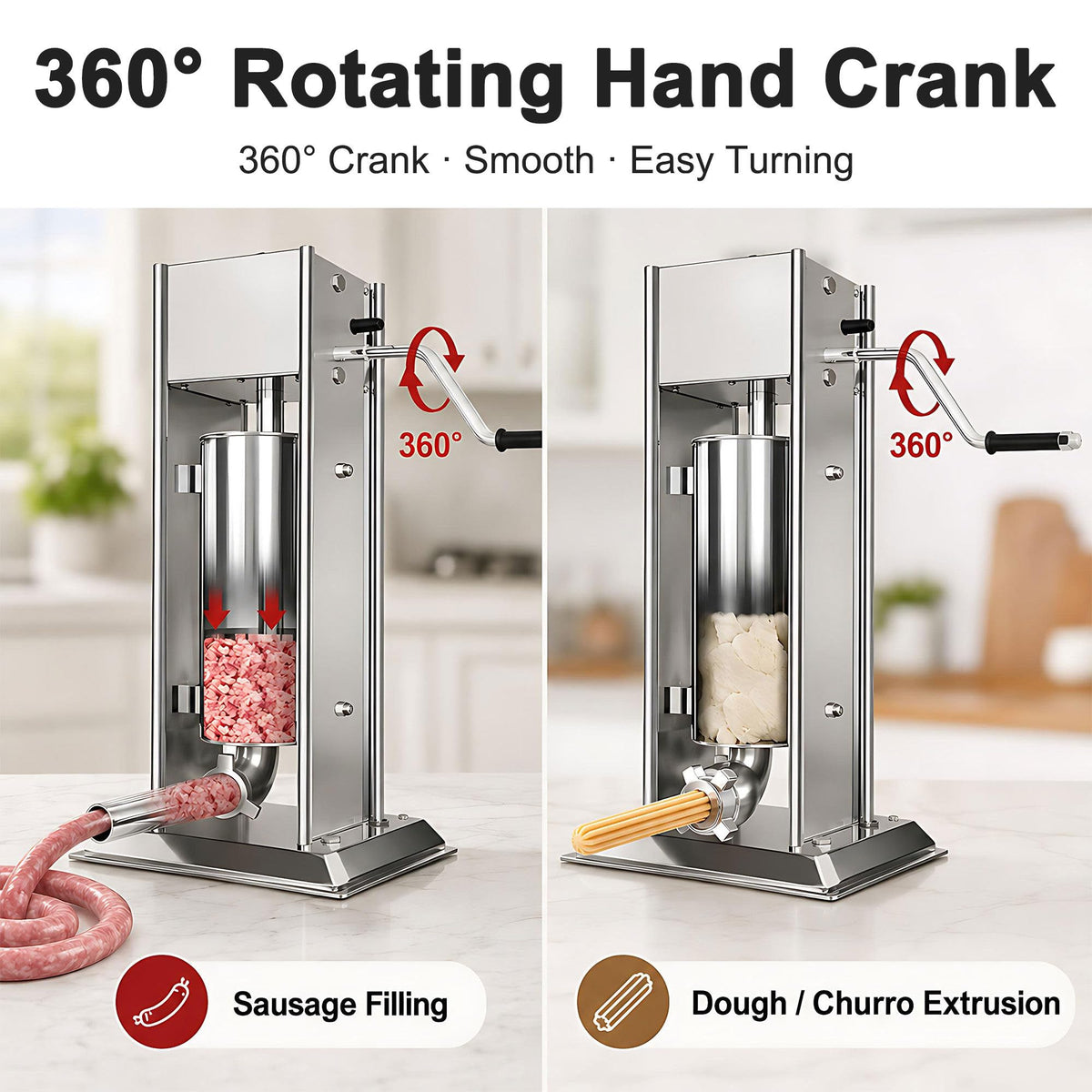 Manual Churros Maker with 4 Pastry Nozzles O2080
