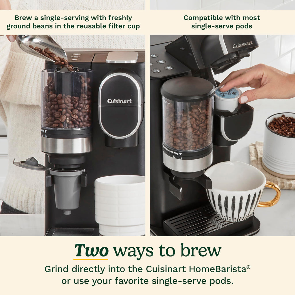 Single-Serve Coffee Maker + Coffee Grinder with 48-Ounce Removable Reservoir, Stainless Steel F37197
