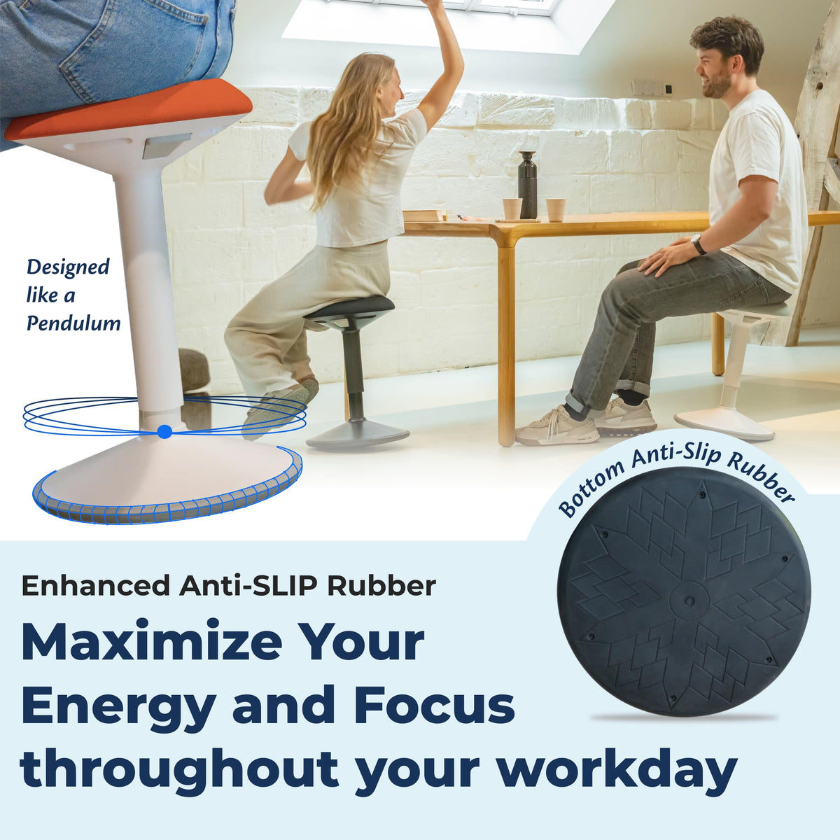 Height Adjustable Swivel Wobble Stool B394902