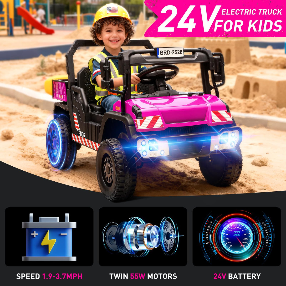 24V Kids Ride On Dump Truck Car with Electric Dump Bed and Remote Control H970108