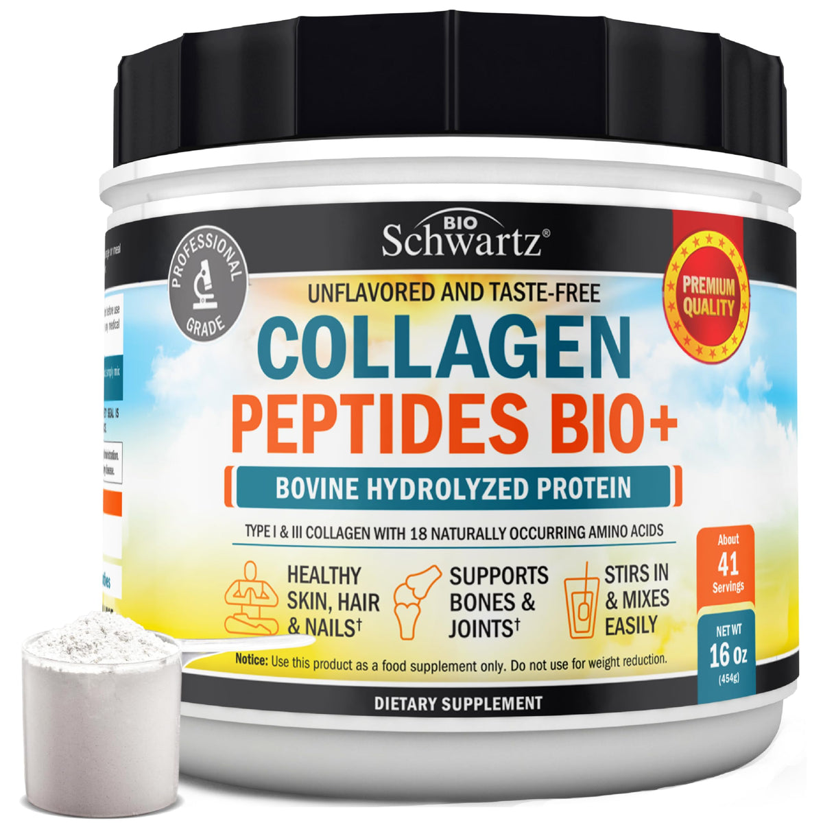 Unflavored Collagen Peptides Powder 16oz T5770