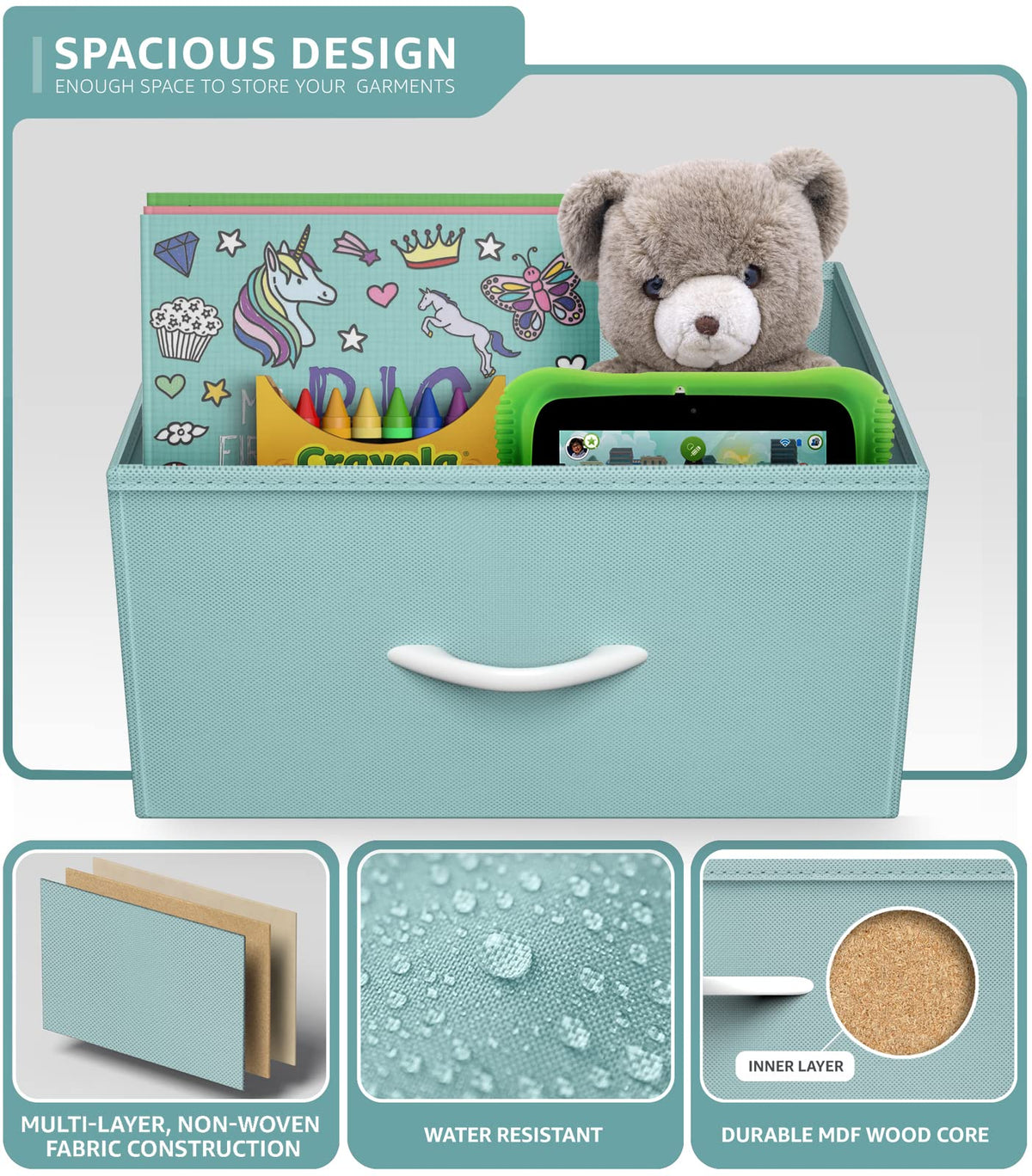 Aqua 3 Drawer Nightstand U7211