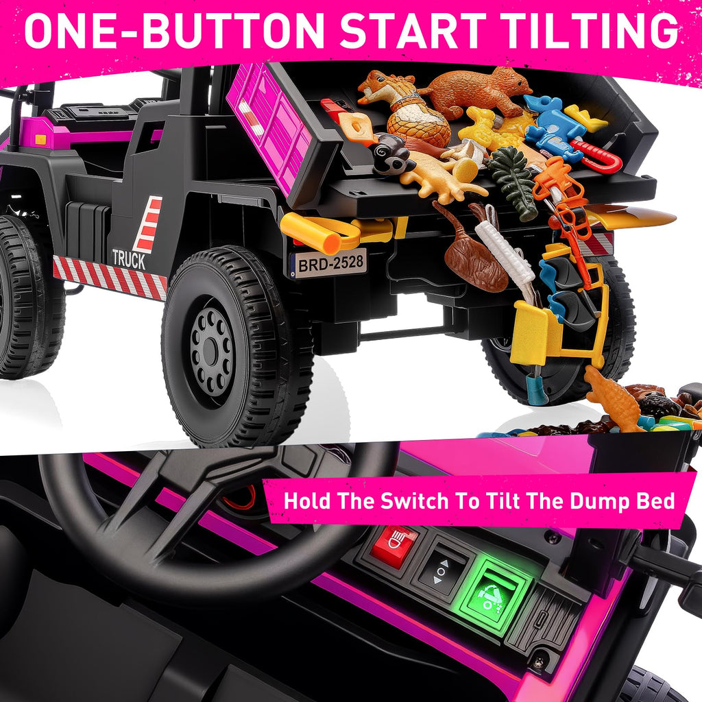 24V Kids Ride On Dump Truck Car with Electric Dump Bed and Remote Control H970108
