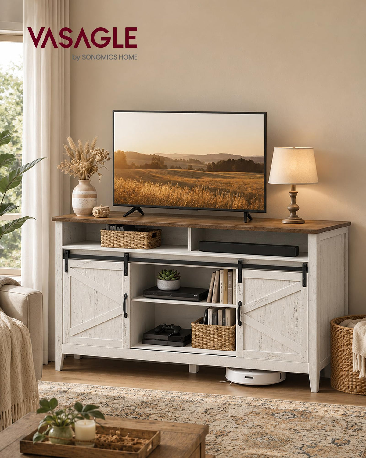 Tall Farmhouse TV Stand with Door C382