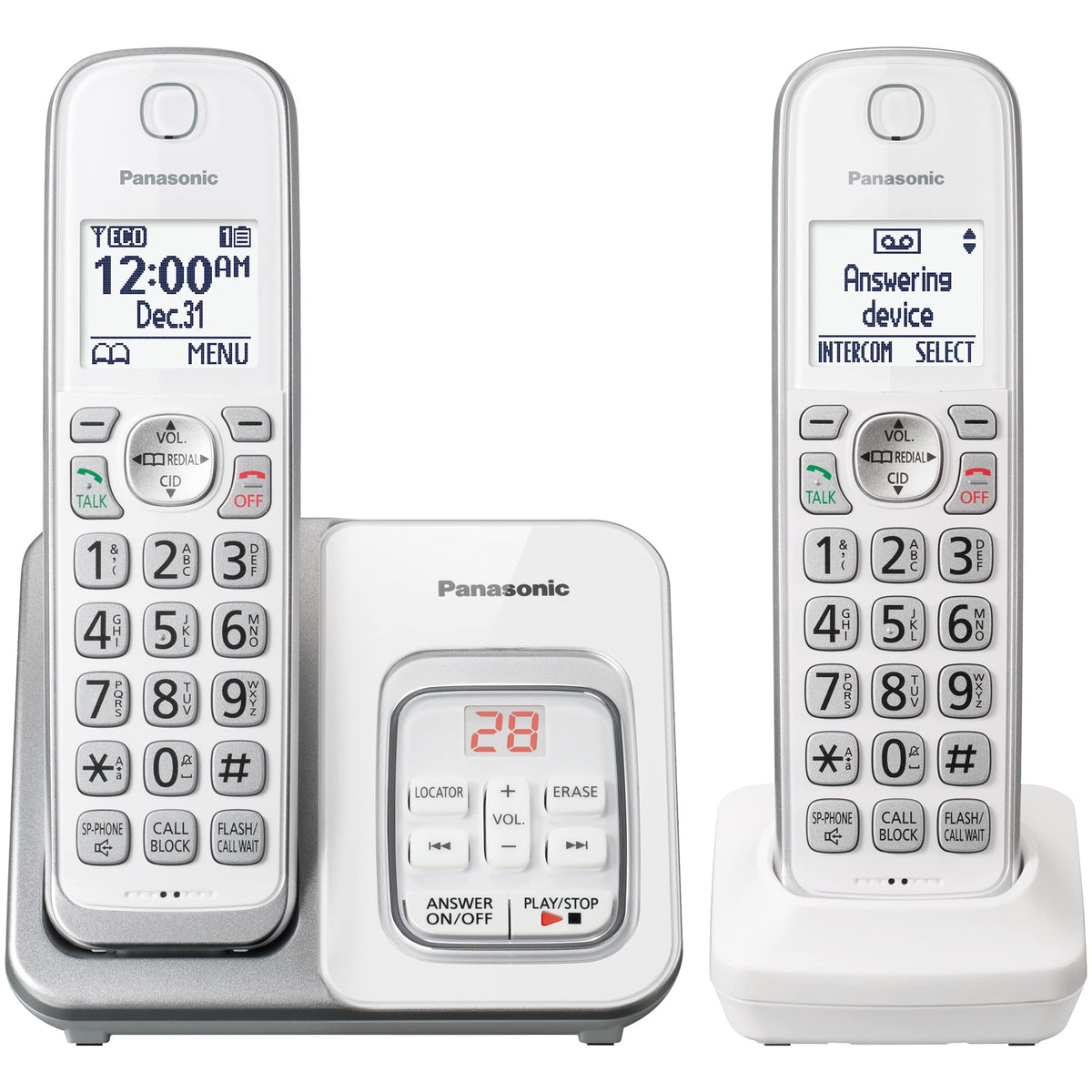 Expandable Cordless Phone with Answering Machine and Call Block, 2 Handsets L866