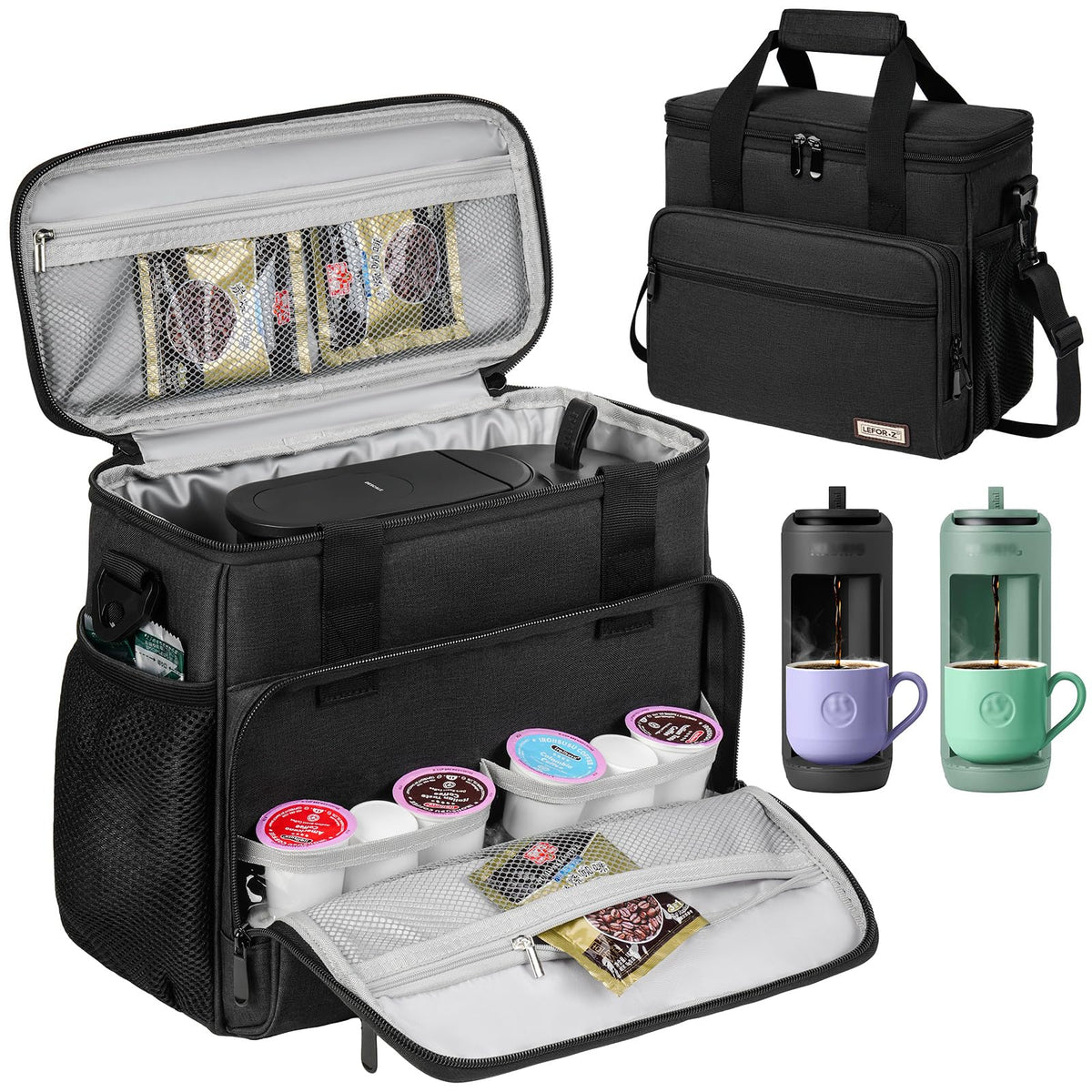 Black Coffee Maker Travel Bag with Multiple Pockets Y4183