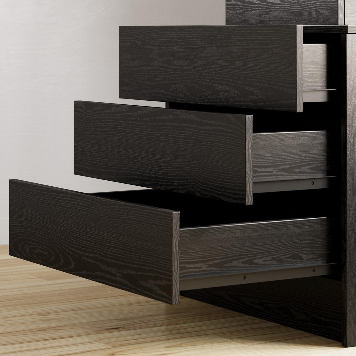 Black 3 Drawer Nightstand with Charging Station Y46051