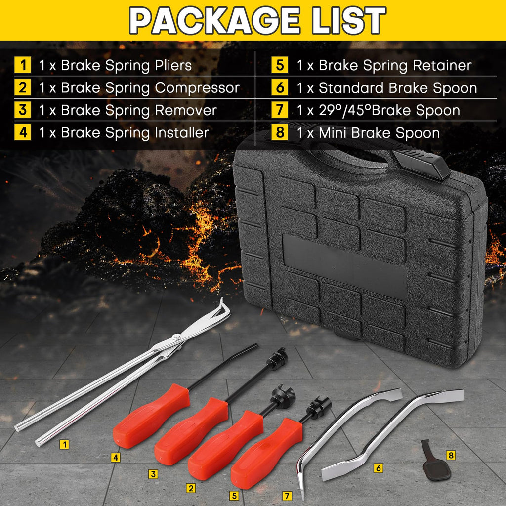 8 Pc Drum Brake Tool Kit Black A24925