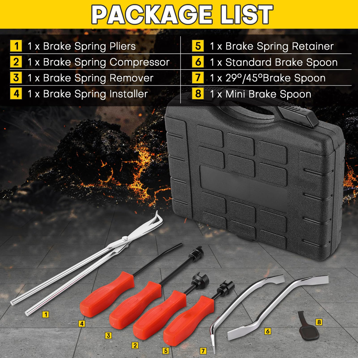 8 Pc Drum Brake Tool Kit Black A24925