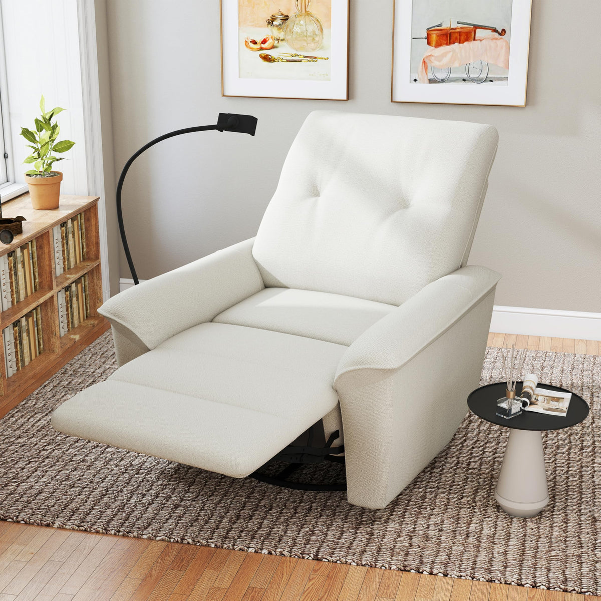 Power Swivel Rocker Recliner Chair with Phone Holder and USB Ports O884