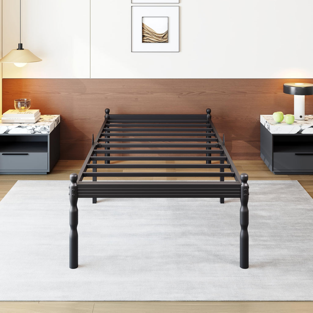 Twin XL Size 18" Black Metal Bed Frame with Storage G8941