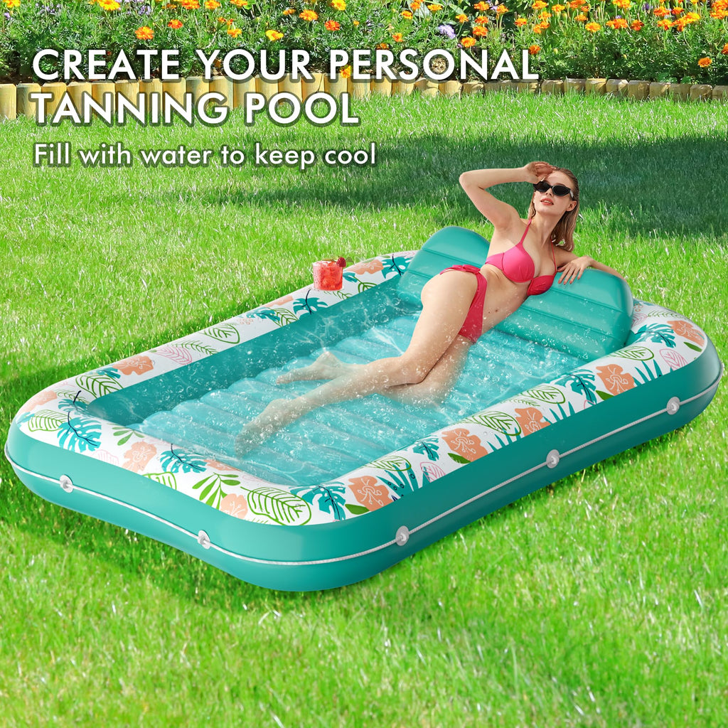 Inflatable Tanning Pool Lounger 75" x 51" Green O654072