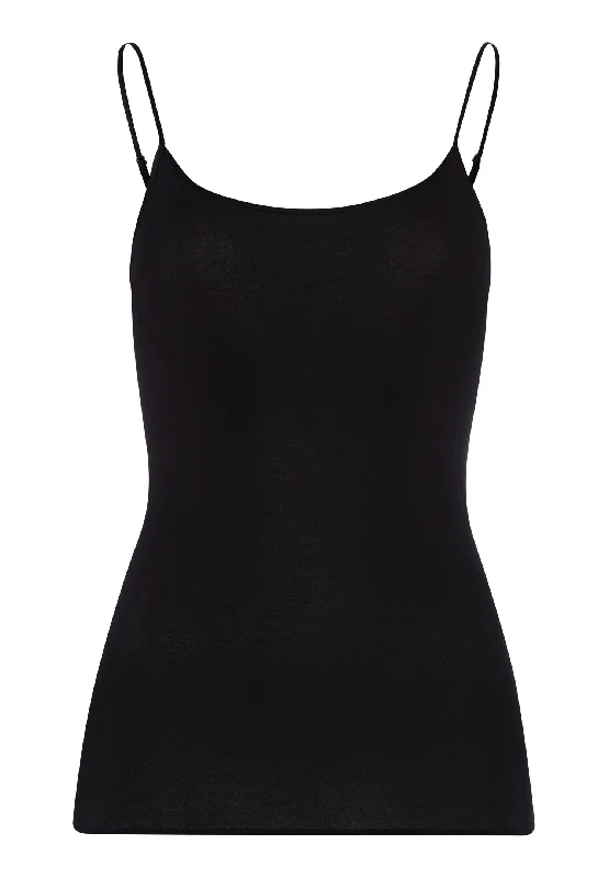 Cotton Seamless Cotton Round Neck Camisole | Black 71600-019