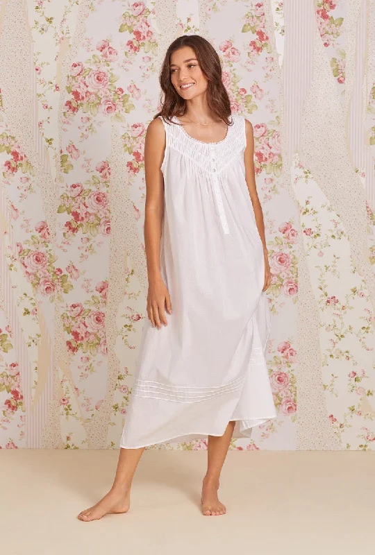 Eileen West Sleepwear White Cotton Sleeveless Gown 5219842
