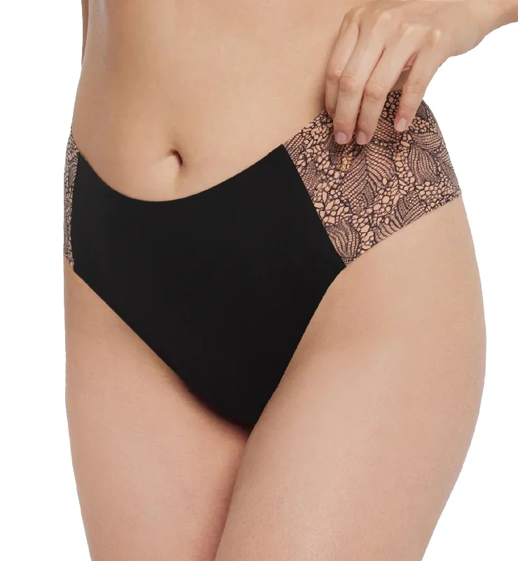 Evelyn & Bobbie High-Waisted Thong (1703) - Black Lace