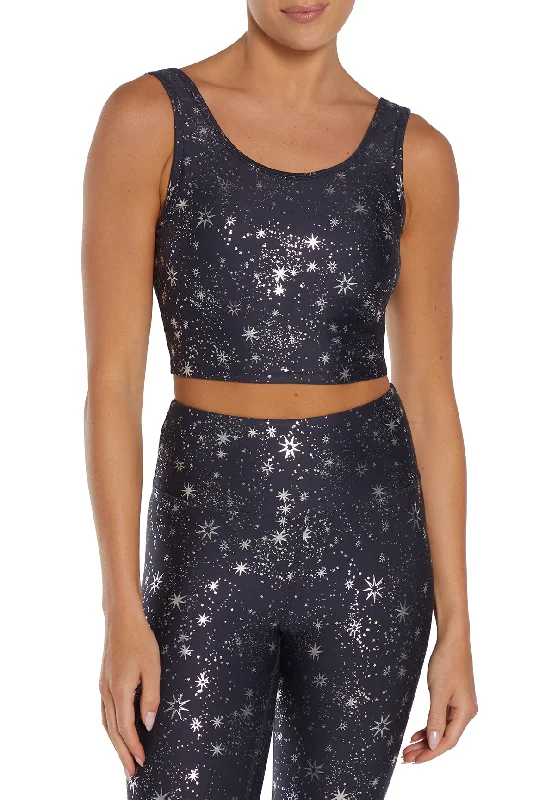 Marley Long Sports Bra - Graphite Foil Starry Night