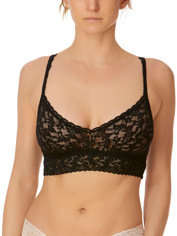 V-Neck Retro Lace Bralette Black